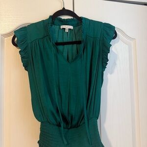 Green Ruffled Sleeveless Top